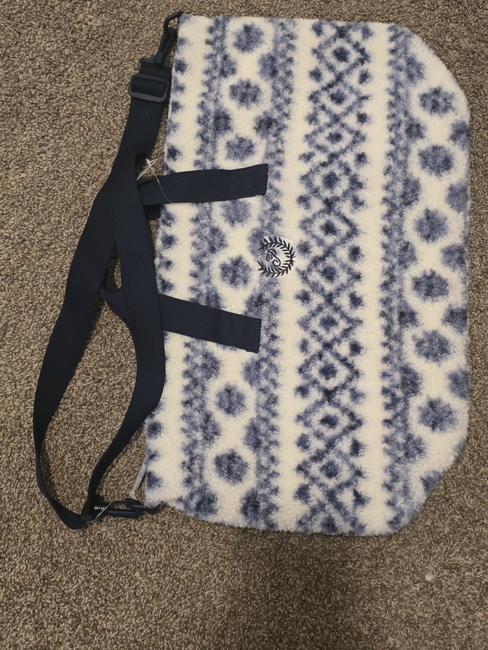 New PINK Victoria's Secret Navy & White Fuzzy Patterned Tote